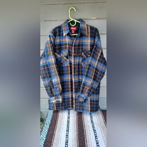 Coleman Vintage Quilted Insulated Plaid Flannel Shirt Shacket Mens M